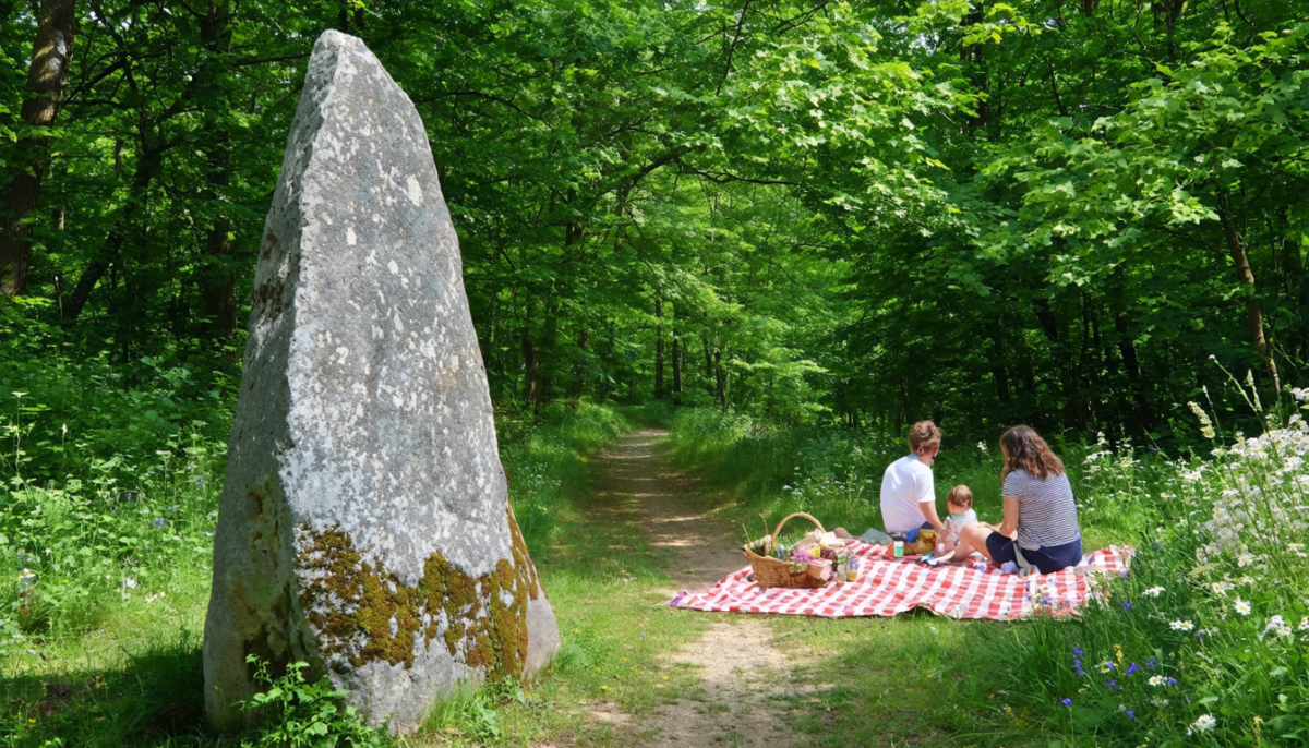 découvrez l'aire du menhir à olonne-sur-mer pour une balade en forêt et une pause nature idéale. profitez d'une randonnée paisible suivie d'un pique-nique convivial dans un cadre naturel préservé.